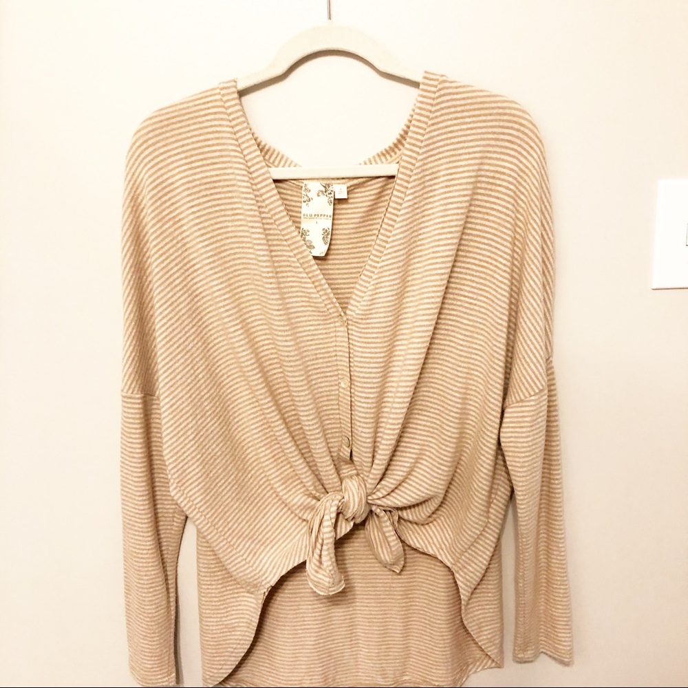Striped button up top